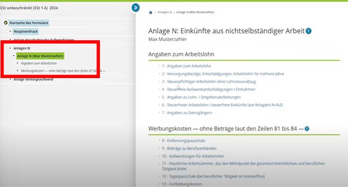 Anlage N Arbeitslohn und Werbungskosten