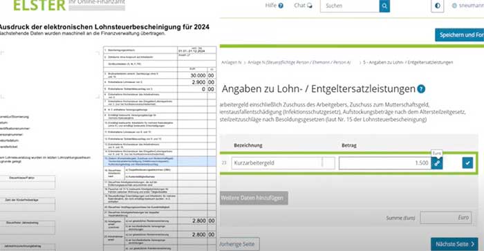 Lohnersatzleistungen anlagen n steuererklarung