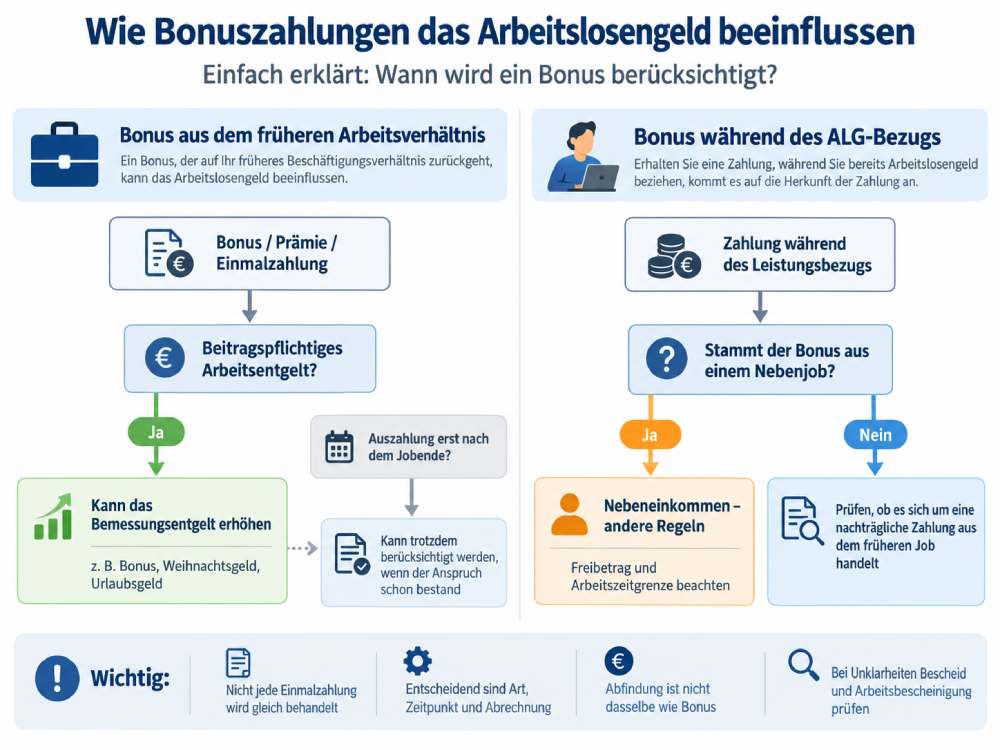 Bonuszahlungen und Arbeitslosengeld – wann Boni das Bemessungsentgelt beeinflussen