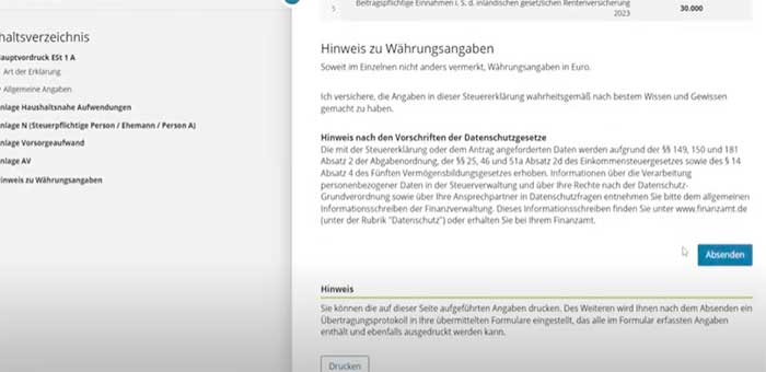 steuererklarung Absenden und auf den Bescheid warten